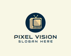 Retro Pixel TV logo design