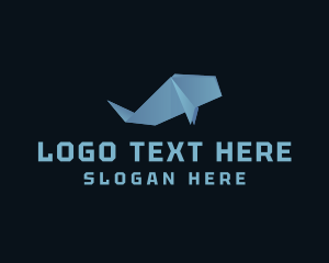 Manta Ray - Sea Whale Origami logo design