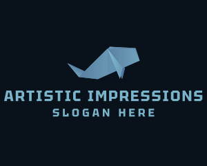 Sea Whale Origami  logo design