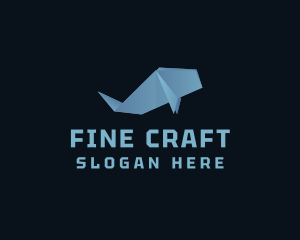 Sea Whale Origami  logo design