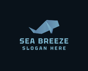 Sea Whale Origami  logo design