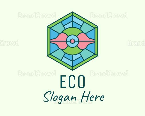 Hexagonal Rose Stained Glass Logo