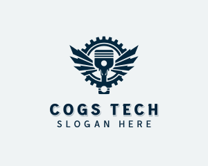 Cogs - Piston Wings Machinist logo design