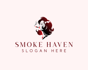 Cigar Woman Smoking logo design