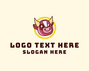 Bison - Cartoon Ox Head logo design