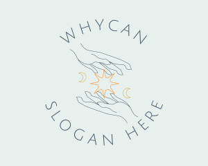 Woman - Hands Sun Moon logo design