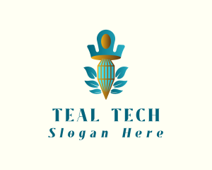 Teal Crown Diamond logo design