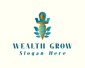 Teal Crown Diamond logo design