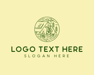 Line Art - Nature Forest Camping logo design