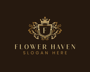 Crown Shield Flower logo design