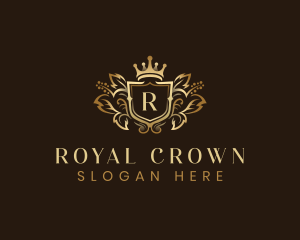 Crown Shield Flower logo design