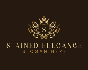 Crown Shield Flower logo design