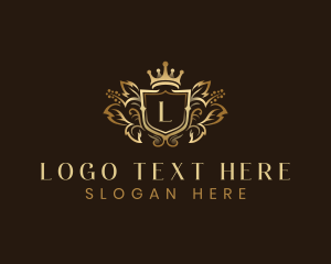 Crown - Crown Shield Flower logo design