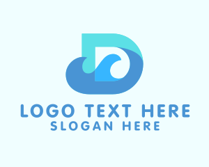 Surfing - Blue Water Waves Letter D logo design