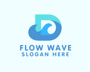 Current - Blue Water Waves Letter D logo design