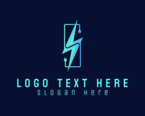 Charge - Lightning Volt Plug logo design
