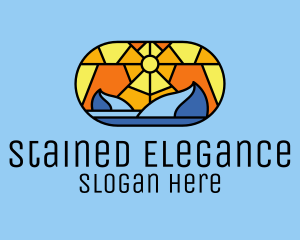 Stained - Ocean Waves Glass Mosaic logo design