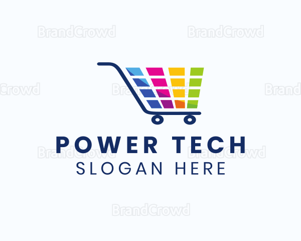 Colorful Grocery Cart Logo