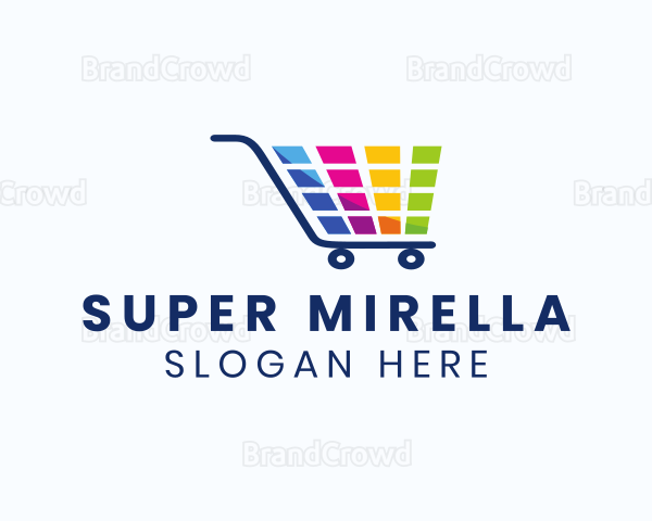 Colorful Grocery Cart Logo