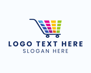 Online Shop - Colorful Grocery Cart logo design