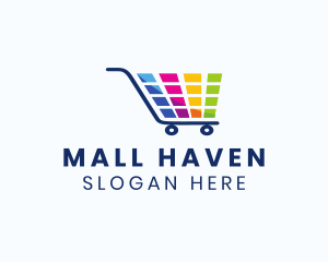 Colorful Grocery Cart logo design