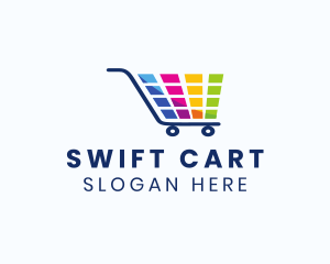 Colorful Grocery Cart logo design