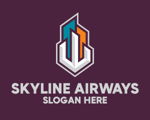 Building Skyscraper Trident logo design