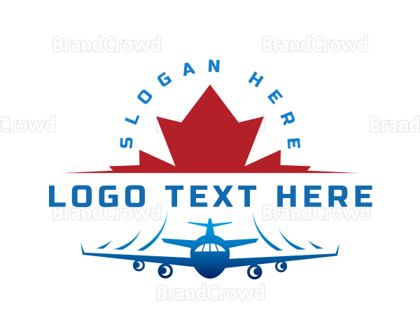 Plane Maple Leaf Travel Logo
