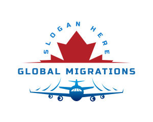 Immigration - Plane Maple Leaf Travel logo design
