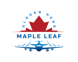 Plane Maple Leaf Travel logo design