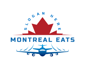 Montreal - Plane Maple Leaf Travel logo design