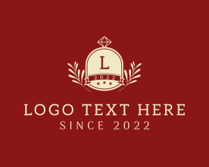 Law - Academy Diamond Leaf Banner logo design