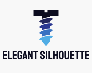 Blue Screw Silhouette  logo design