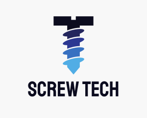 Blue Screw Silhouette  logo design