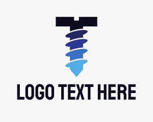 Screw - Blue Screw Silhouette logo design