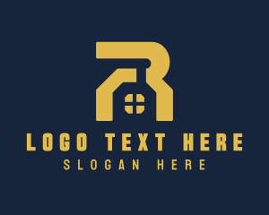 Home Builder - Home Structure Letter R logo design