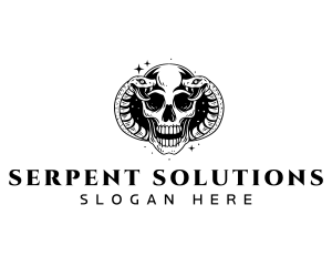 Snake Skull Serpent logo design