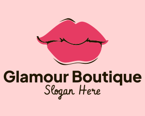 Glamour - Pink Lips Makeup logo design