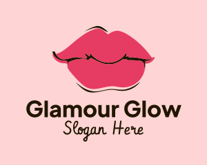 Glamour - Pink Lips Makeup logo design