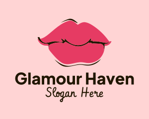 Pink Lips Makeup logo design