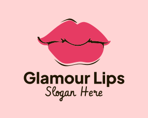 Pink Lips Makeup logo design