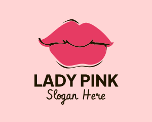 Pink Lips Makeup logo design