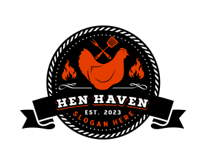 Hen - Roasted Chicken Grill logo design