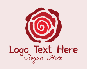 Brushstroke - Red Rose Doodle logo design