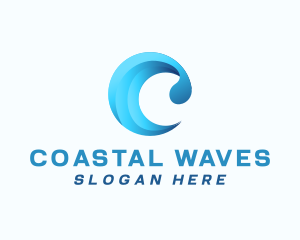 Ocean Wave Letter C logo design