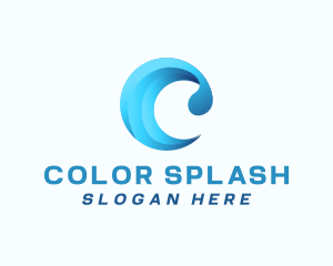 Ocean Wave Letter C logo design