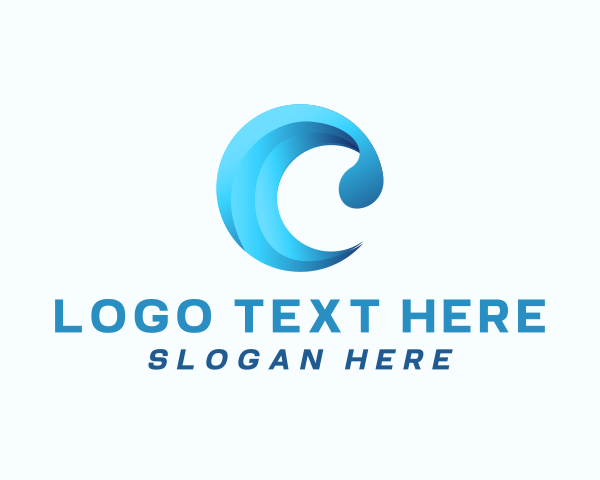 Surfing - Ocean Wave Letter C logo design