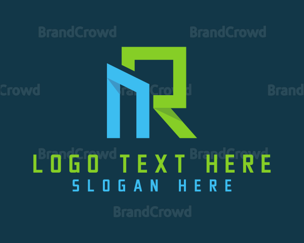 Modern Geometric Letter NR Startup Logo