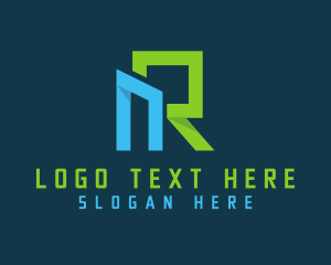 Letter Nr - Modern Geometric Letter NR Startup logo design