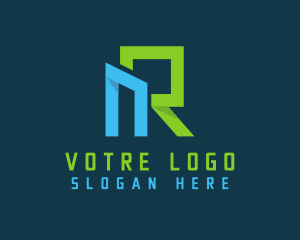 Modern Geometric Letter NR Startup Logo